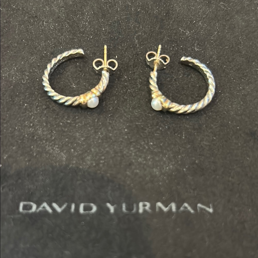 David Yurman Gold and Silver Twisted Cable Earrings